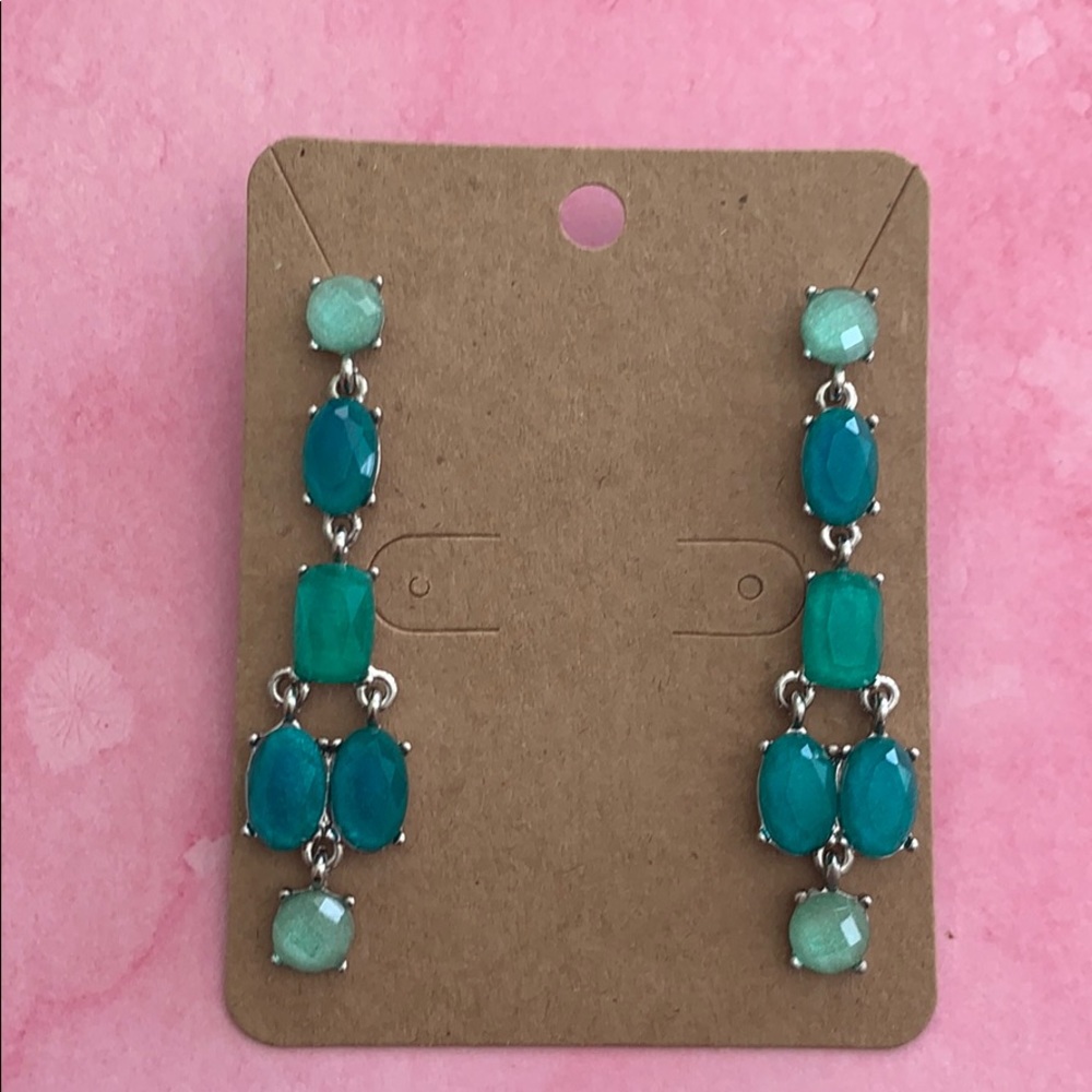 Multi green stone earrings